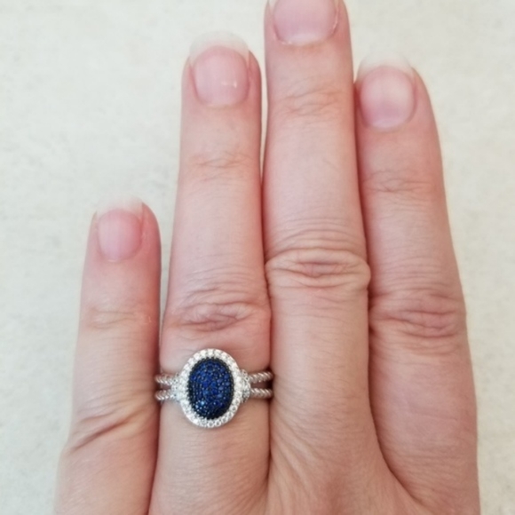 Sterling Blue Spinel Pave Ring - Picture 7 of 8